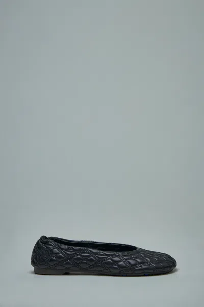 Burberry Leather Sadler Ballerinas In Black