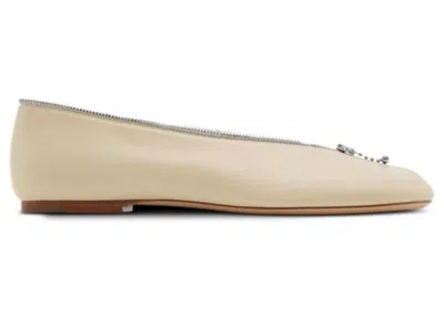 Pre-owned Burberry Leather Sadler Zip Ballerinas (women's) Sneakers In Soap