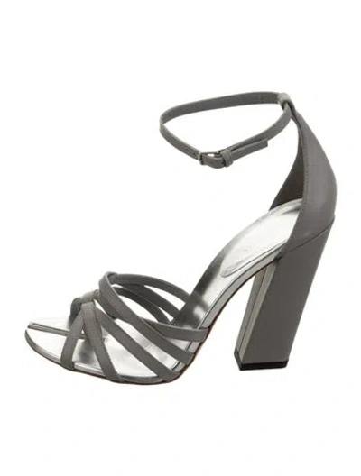 Pre-owned Burberry Leather Sandals In Gray