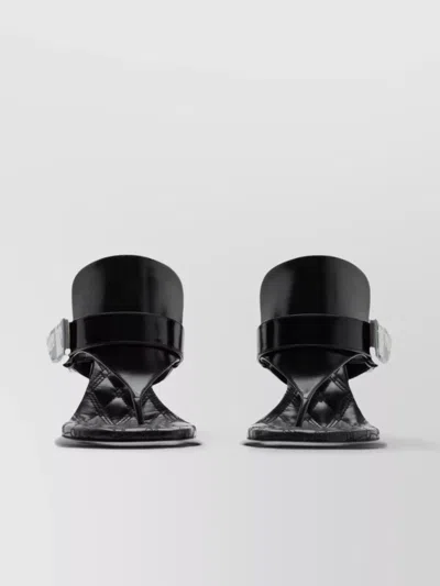 Burberry Leather Sandals With Buckle Detail And Square Toe