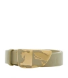 Burberry Shield Leather Belt In Hunter