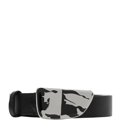 Burberry Leather Shield Ekd Belt In Black