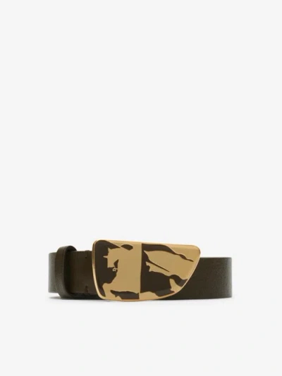 Burberry Leather Shield Ekd Belt In Black