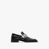 Burberry Shield Plaque Leather Loafers In Black