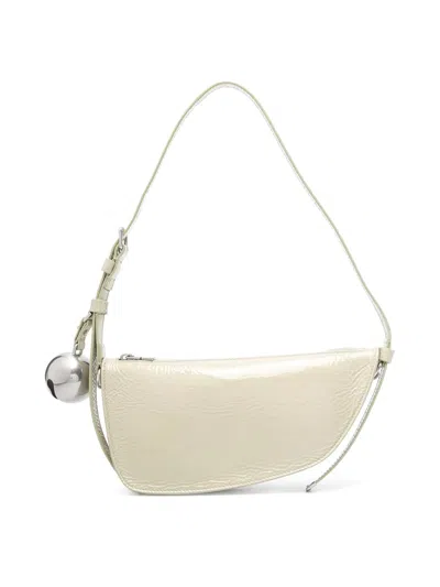 Burberry Patent Leather Shield Sling Shoulder Bag With Silver-tone Ch In Beige
