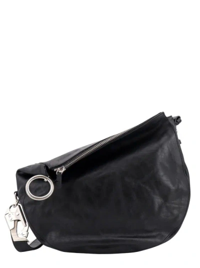 Burberry Leather Shoulder Bag With Metal Details In Black