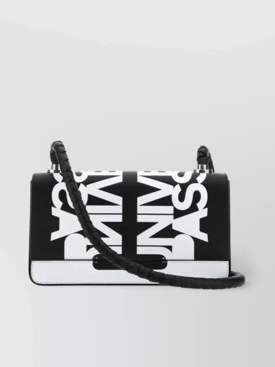Burberry Leather Shoulder Bag With Two-tone Design In Black