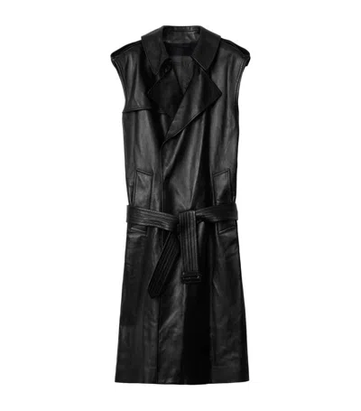 BURBERRY LEATHER SLEEVELESS TRENCH COAT