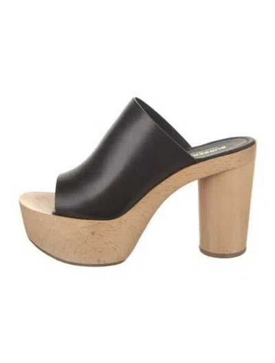Pre-owned Burberry Leather Slides In Black