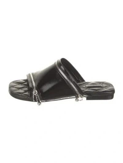 Pre-owned Burberry Leather Slides In Black