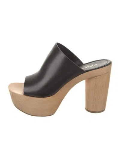 Pre-owned Burberry Leather Slides In Black