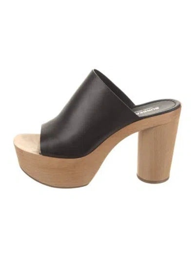 Pre-owned Burberry Leather Slides In Black