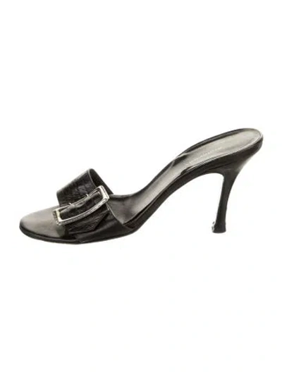 Pre-owned Burberry Leather Slides In Black