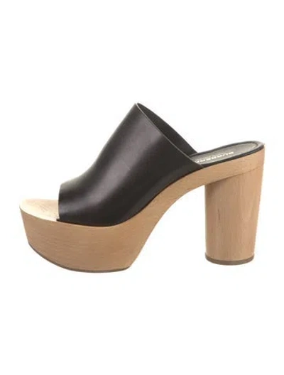 Pre-owned Burberry Leather Slides In Black