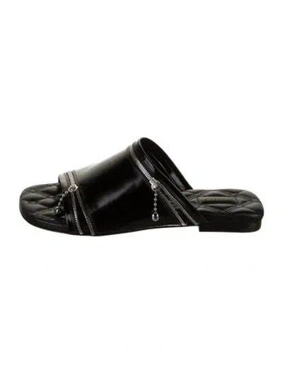 Pre-owned Burberry Leather Slides In Black