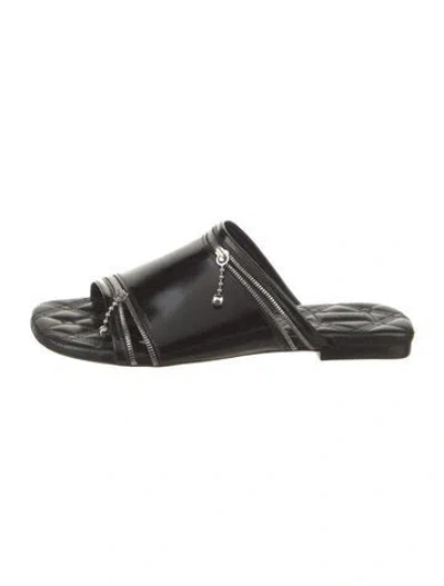 Pre-owned Burberry Leather Slides In Black