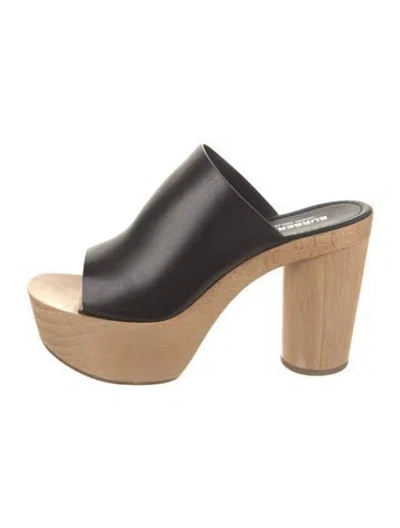 Pre-owned Burberry Leather Slides In Black