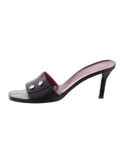 Pre-owned Burberry Leather Slides In Black