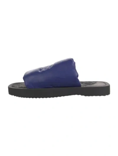 Pre-owned Burberry Leather Slides In Black/blue