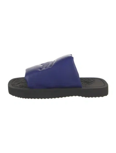 Pre-owned Burberry Leather Slides In Blue