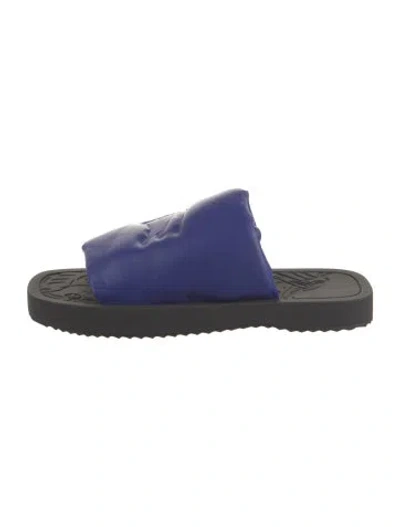 Pre-owned Burberry Leather Slides In Blue