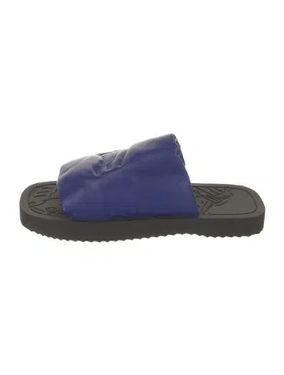 Pre-owned Burberry Leather Slides In Blue