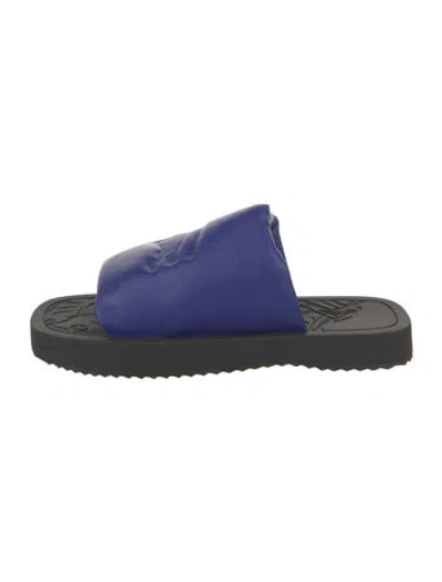 Pre-owned Burberry Leather Slides In Blue
