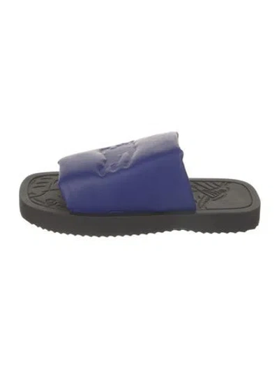 Pre-owned Burberry Leather Slides In Blue