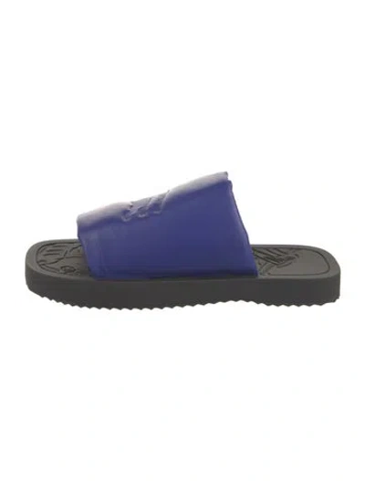 Pre-owned Burberry Leather Slides In Blue