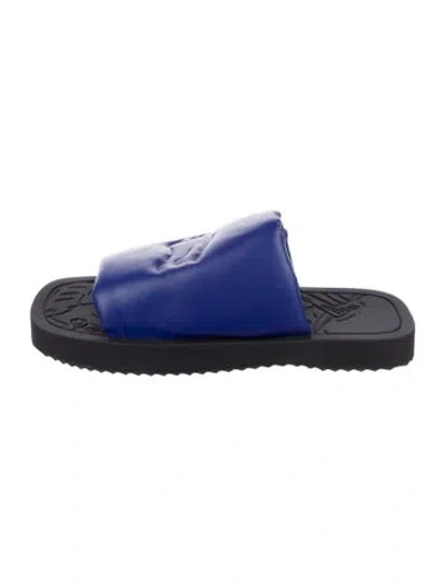 Pre-owned Burberry Leather Slides In Blue