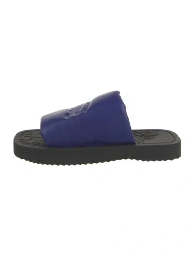 Pre-owned Burberry Leather Slides In Blue