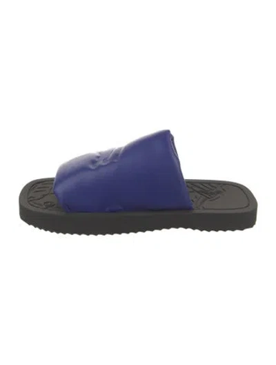 Pre-owned Burberry Leather Slides In Blue