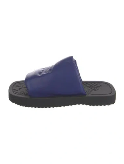 Pre-owned Burberry Leather Slides In Blue
