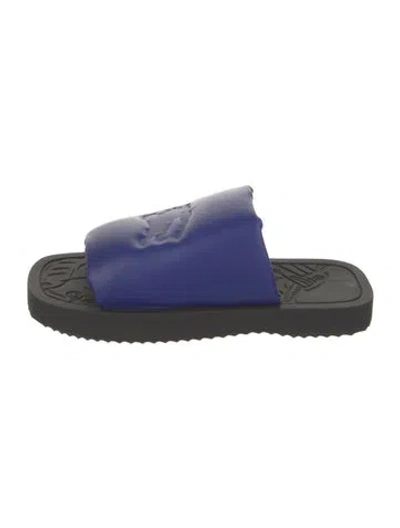 Pre-owned Burberry Leather Slides In Blue