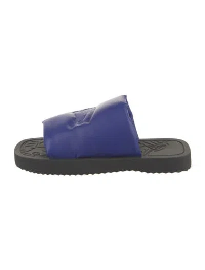 Pre-owned Burberry Leather Slides In Blue