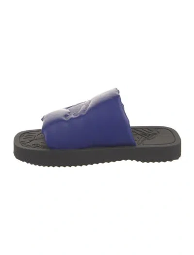 Pre-owned Burberry Leather Slides In Blue