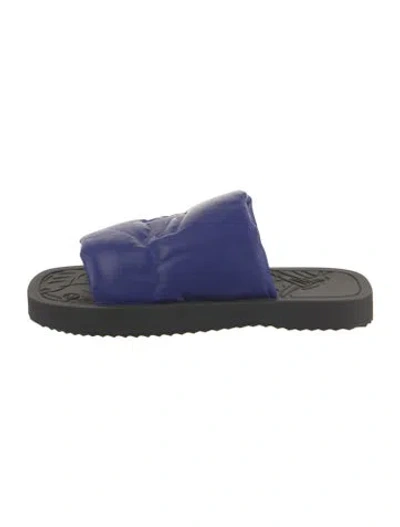 Pre-owned Burberry Leather Slides In Blue