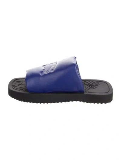 Pre-owned Burberry Leather Slides In Blue