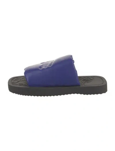 Pre-owned Burberry Leather Slides In Blue
