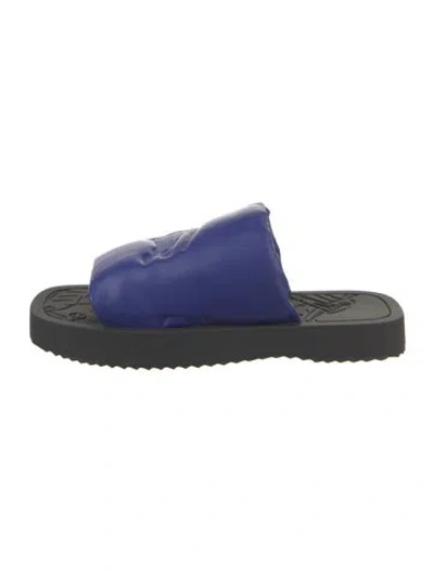 Pre-owned Burberry Leather Slides In Blue