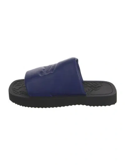 Pre-owned Burberry Leather Slides In Blue