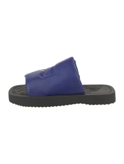 Pre-owned Burberry Leather Slides In Blue