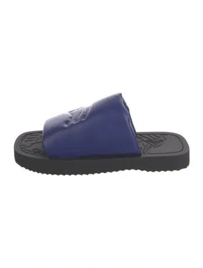 Pre-owned Burberry Leather Slides In Blue