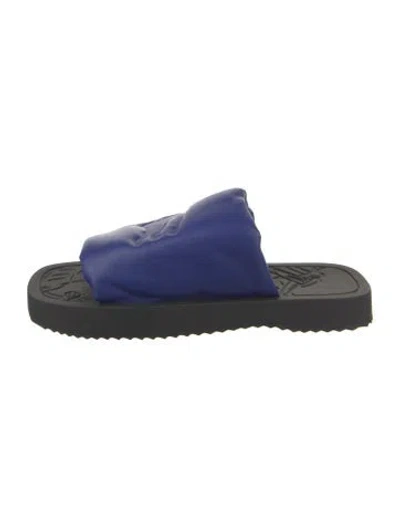 Pre-owned Burberry Leather Slides In Blue