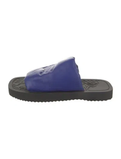 Pre-owned Burberry Leather Slides In Blue