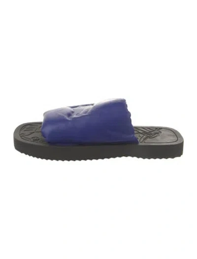 Pre-owned Burberry Leather Slides In Blue