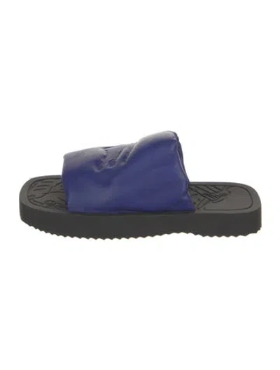Pre-owned Burberry Leather Slides In Blue