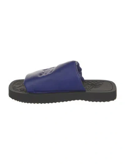 Pre-owned Burberry Leather Slides In Blue
