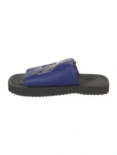 Pre-owned Burberry Leather Slides In Blue