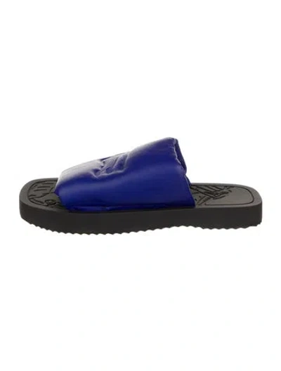 Pre-owned Burberry Leather Slides In Blue